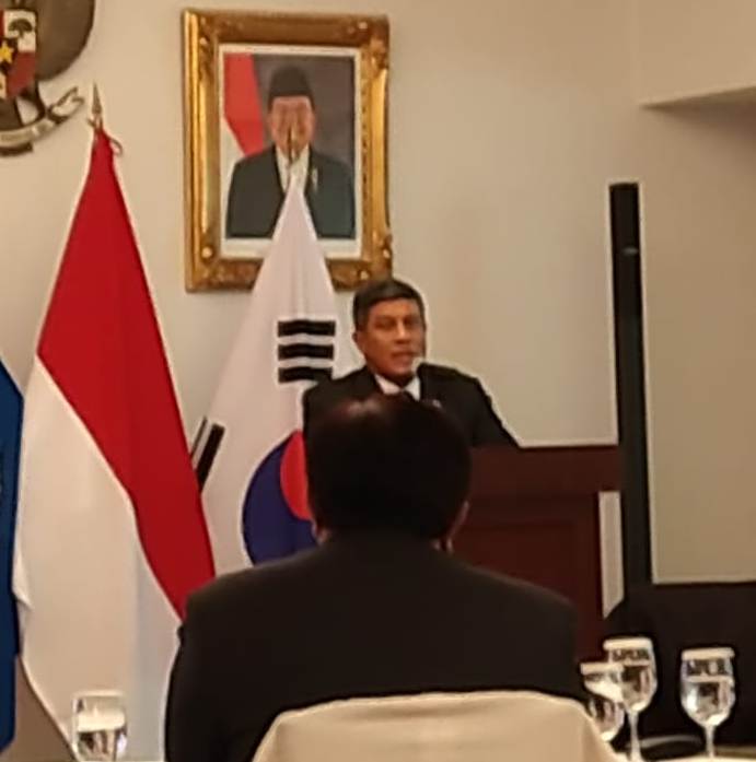Wakil Gubernur Lemhannas RI Marsdya TNI Wieko Syofyan saat berkunjung ke KBRI Indonesia di Seoul, (22/4)